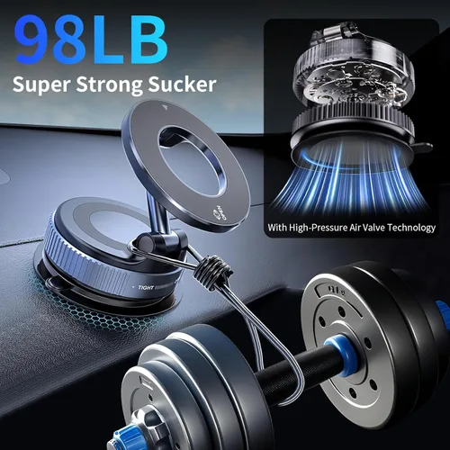 Vista 4 de YAOKEEP Soporte Magnético para Teléfono de Coche para Magsafe [Succión de 96+LBS y 2800gf Magnético], Montura de Succión de Vacío Ajustable 360°