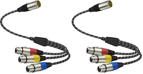 Vista 8 de J&D Cable divisor XLR, chapado en oro de 3 pines, adaptador XLR de 1 macho a 3 hembra, cable de micrófono equilibrado para mezclador, AMP