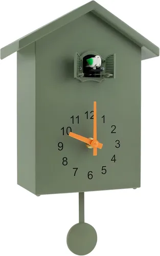 Reloj de cuco de cuco, reloj de pared de cuco, voces de pájaro de cuco, diseño de péndulo, con péndulo, funciona con pilas, para decoración de