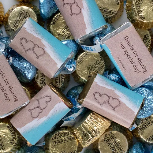 Vista 2 de 105 unidades de dulces de boda personalizados para fiesta, surtido de chocolates, playa