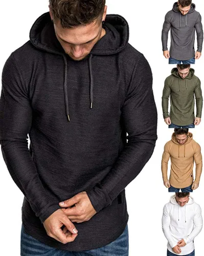 Vista 2 de Lexiart Sudadera deportiva con capucha para hombre, color liso, forro polar