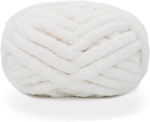 Vista 20 de Hilo grueso de chenilla para tejer a mano mantas, súper suave y súper grande (Beige)