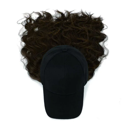Vista 4 de Onepiece - Gorra de béisbol con extensión de cabello, 21 pulgadas, cabello ondulado largo, peluca sintética con pelo para mujeres y niñas