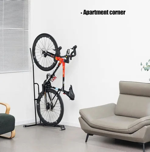 Vista 8 de PHUNAYA Soporte para bicicleta, soporte vertical para bicicleta para almacenamiento de bicicletas en interiores, soporte vertical para bicicletas.