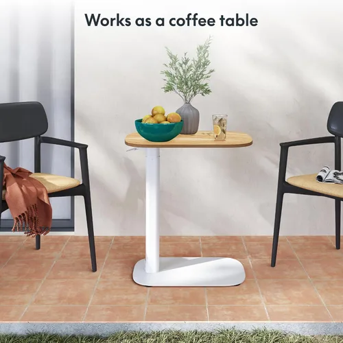 Vista 8 de FLEXISPOT - Mesa C ajustable con ruedas, mesa auxiliar para aperitivos, mesa lateral móvil para sofá, cama, mesa de noche, carro para laptop, Arce