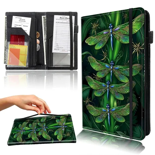 Vista 27 de Libro para camarera con bolsillo con cremallera, de piel sintética, lindo libro para camarera, libros de servidor, restaurante, soporte para cheques