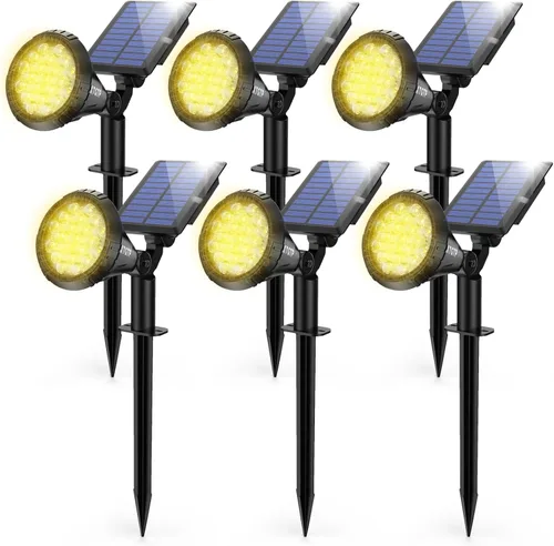Vista 12 de Farolas solares para exteriores, 21 LEDs de brillo, luces solares al aire libre IP67 impermeables, luces solares ajustables para exteriores 2 en 1