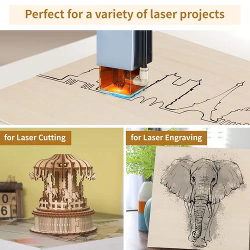 Vista 4 de 15 hojas de tilo de 1/8 pulgadas, madera contrachapada de 1/8 pulgadas x 11.8 x 11.8 pulgadas, madera contrachapada de balsa para corte láser