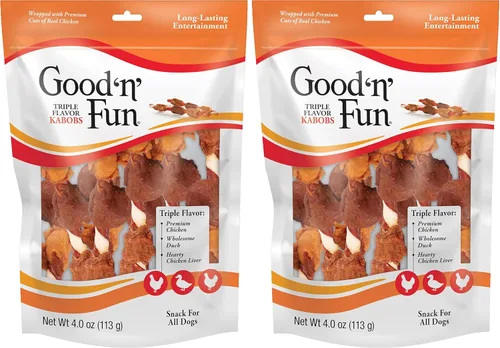 Vista 12 de Good'N'Fun - Brochetas de cuero crudo de triple sabor para perros