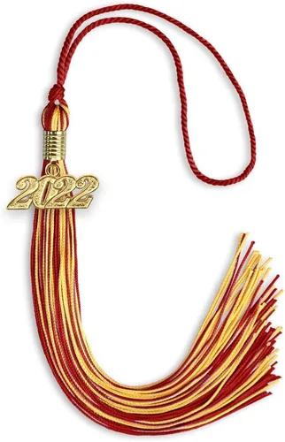 Vista 301 de Endea Graduation - Borla de doble color mixto con fecha dorada (negro/dorado antiguo, 2021)