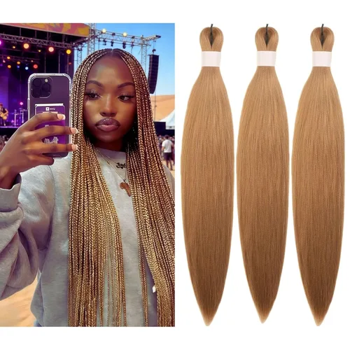 Vista 17 de Leticia - Cabello estirado para trenzar, color negro, 16 pulgadas, paquetes de 6