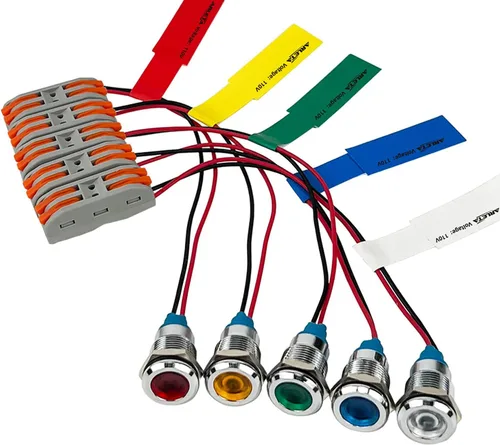 ARLETA 5pcs ahorro de energía indicador de metal luz agujero de montaje tamaño 0.236 in voltaje AC/DC 12V/24V/110V corriente 20mA verde amarillo