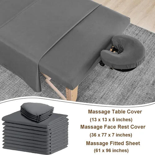 Vista 5 de Juego de 4 sábanas de mesa de masaje, 12 piezas reutilizables de microfibra suave para masaje, incluye funda para mesa de masaje, sábana bajera