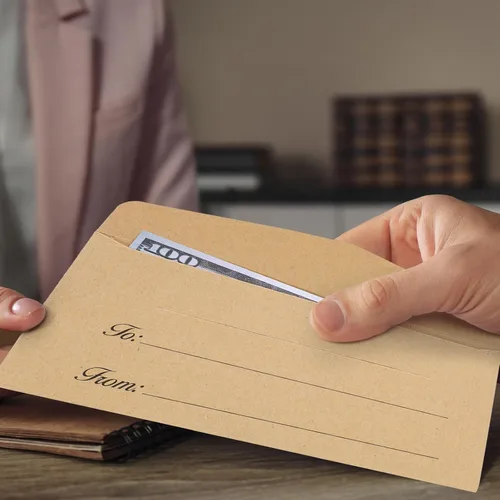 Vista 5 de Paquete de 200 sobres de dinero para efectivo, soporte para tarjetas de dinero de 2.9 x 6.5 pulgadas, pequeños sobres de papel kraft para moneda