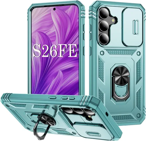 Vista 77 de PASNEW Funda militar para iPhone 13 Pro Max, cubierta de cámara deslizante y soporte de anillo de metal de 360°, carcasa rígida multicapa resistente
