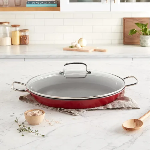 Vista 4 de Cuisinart ASP-38CR - Paellera de 15 pulgadas con tapa, color rojo