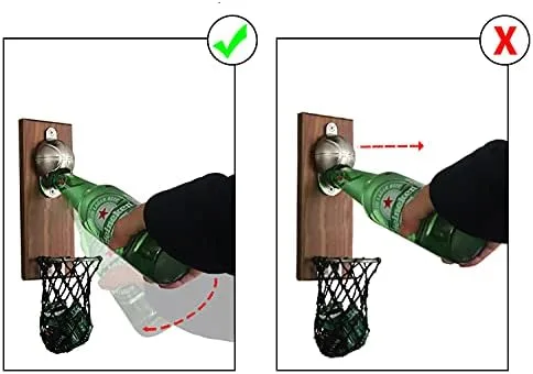 Vista 5 de Abrebotellas estilo baloncesto, abrebotellas de cerveza, montado en la pared, imán de nevera magnético, abrebotellas con una sola mano.