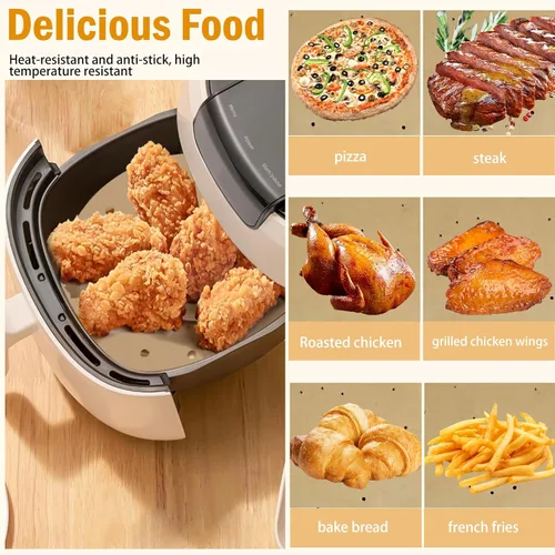 Vista 6 de Forros de papel pergamino para freidora de aire (8.7 x 8.7 pulgadas), 100 piezas compatibles con XXL Philips, NuWave Brio, Chefman, OMORC