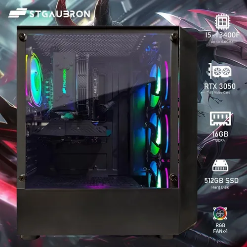 Vista 3 de STGAubron Computadora de escritorio para videojuegos, Intel Core i5-13400F de 13ª generación hasta 4.6G, GeForce RTX 3050 6G, 16G DDR4, 512G SSD