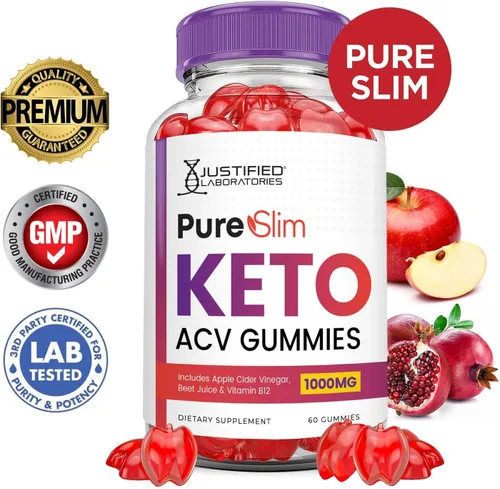 Vista 4 de Paquete de 2 gomitas Pure Slim Keto ACV de fórmula avanzada de 1000 mg PureSlim Keto Gummies Vinagre de sidra de manzana formulado con jugo