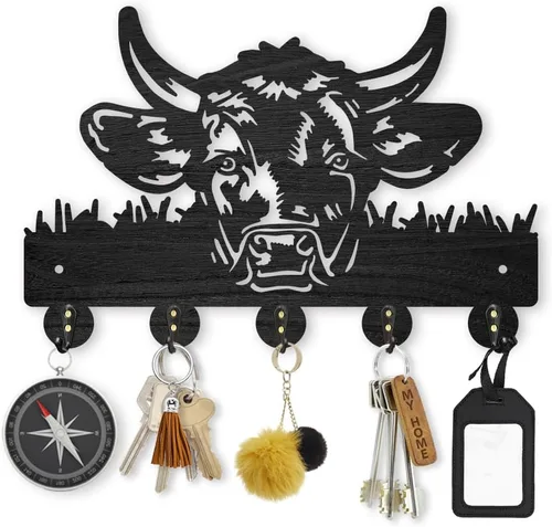 Vista 9 de MAYJOYDIY Gancho de pared para perro de 11.8 x 7.9 pulgadas de madera, lindo animal para mascotas, decoración artística de pared, 5 ganchos