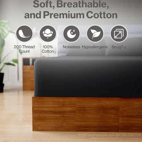 Vista 3 de Superity - Sábana bajera ajustable de lujo de calidad de hotel, 100% algodón, ultrasuave, agradable al tacto e hipoalergénica, bolsillo profundo