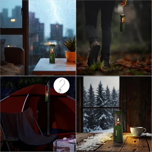 Vista 5 de Mini linterna de vela de larga duración de 15+ horas para velas reales, iluminación de emergencia de campamento al aire libre, linterna