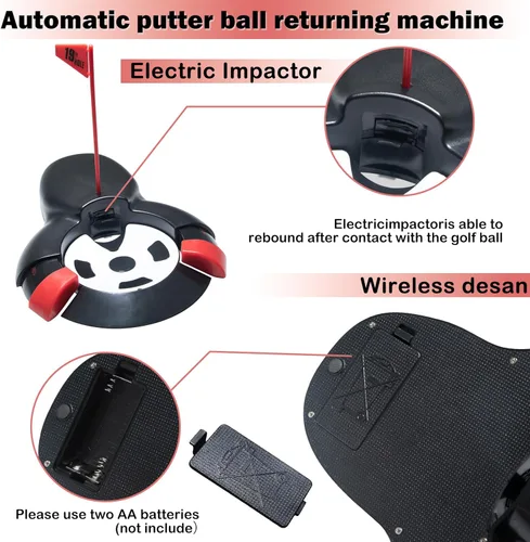 Vista 2 de Copa de retorno automática de pelota de golf, máquina de poner práctica automática, ayuda para entrenamiento de taza de golf, regreso