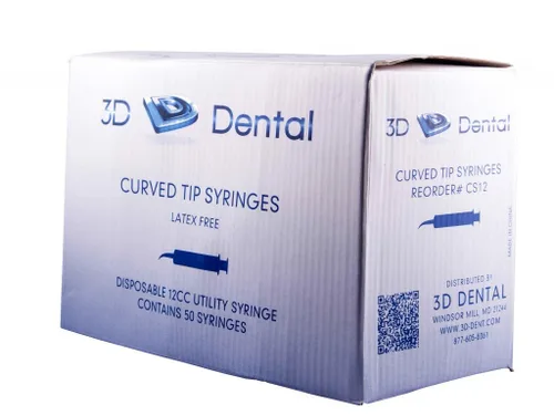 3D Dental CS12 US-12 jeringa con punta curva, 50 unidades