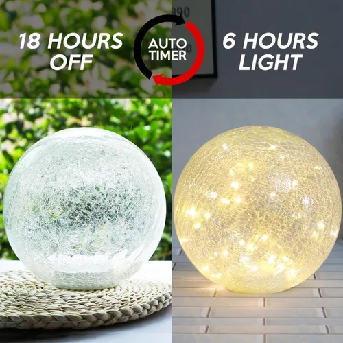 Vista 2 de Mercury Crackle - Lámpara de bola de cristal LED con temporizador, luz nocturna que funciona con pilas, para niñas, cumpleaños, Halloween, Navidad