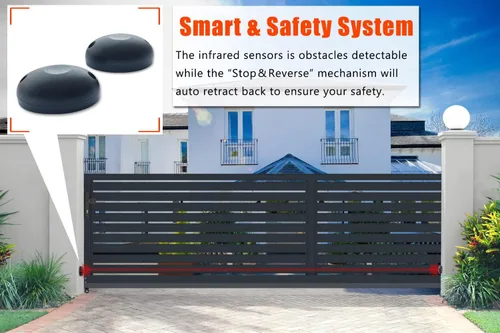 Vista 4 de Blütezeit Abridor automático de puerta corredera de 1800 libras, motor de accionamiento de estante de 370 W con 2 controles remotos y sensor