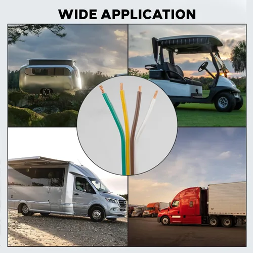 Vista 8 de BEST CONNECTIONS Cable de remolque plano unido de 4 vías (100 pies), cable conductor único calibre 14, duradero, resistente a la intemperie, arnés