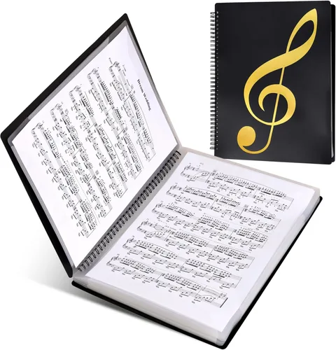 Fansjoy Carpeta de partituras, capacidad de 60 páginas, carpeta de partituras, organizador de carpetas en espiral para almacenamiento de partituras,