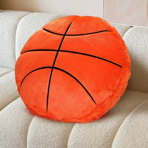 Vista 9 de Almohada de voleibol, suave y esponjosa, almohada de felpa redonda de voleibol, almohada deportiva, almohada decorativa en forma de voleibol