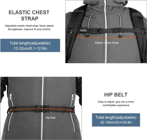 Vista 7 de MOUNTAINTOP 30L Hiking Backpack,Men Women Camping Backpack,Lightweight Trekking Travel Backpacks for Climbing Skiing Cycling