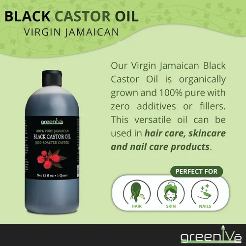 Vista 4 de GreenIVe - Aceite de ricino negro jamaicano - 100% puro - Exclusivo en Amazon (32 onzas)