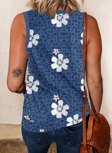 Vista 3 de SHEWIN - Camiseta informal sin mangas para mujer, camiseta de cuello redondo y corte holgado
