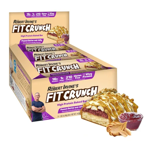 Vista 13 de FITCRUNCH Barras de proteínas tamaño aperitivo, barra horneada de 6 capas, 0.11 onzas de azúcar, sin gluten y núcleo suave para pastel
