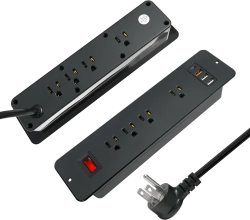 Vista 3 de USB C empotrable regleta de alimentación de carga rápida estación de energía de escritorio tamaño doble para mesa de escritorio encimera