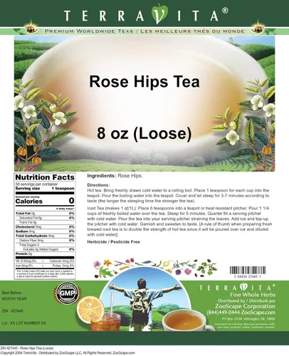 Vista 2 de Té de rosa mosqueta (suelto) (8 oz, ZIN: 427445) - Paquete de 2