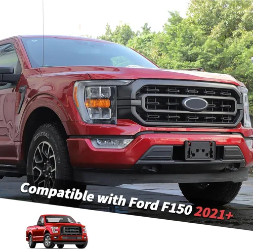 Vista 2 de Jimen Soporte de matrícula para 2021+ F150, soporte de placa frontal compatible con Ford F150 2021-2023