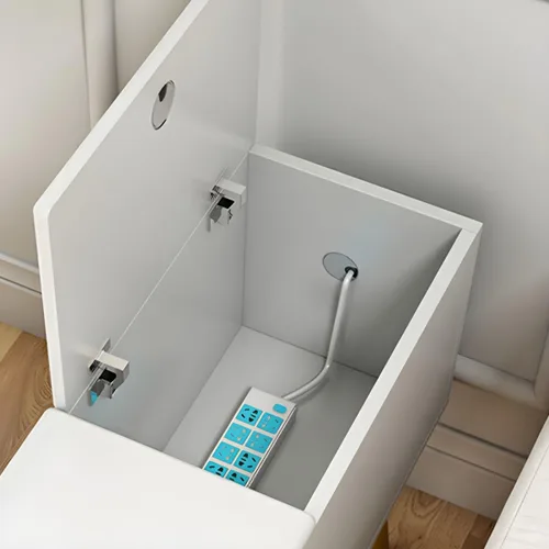 Vista 7 de Mesa auxiliar, mesa auxiliar moderna de madera para sofá con cajones y gran almacenamiento para almacenamiento compacto, muebles de oficina en casa