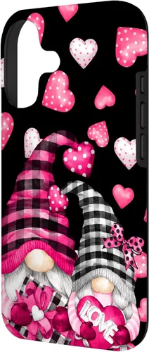 Vista 2 de Pink Buffalo Plaid Valentines Gnome Cute Love Heart Case for iPhone 17