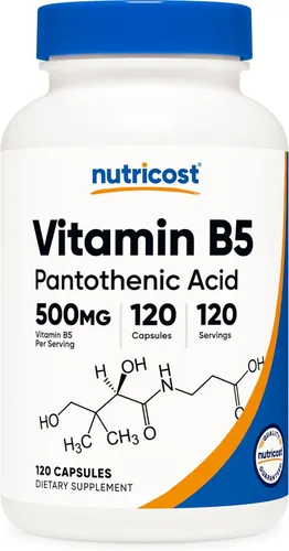 Vista 8 de Nutricost Ácido pantoténico (vitamina B5) 500 mg, 240 cápsulas (2 botellas)