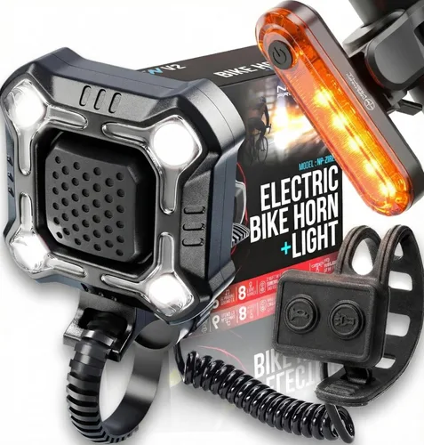 [New V2] ZIREN 120-140dB USB-C High-Traffic Bike Horn & LED Light - Loudest Electric Horn - New V2 Control Switch - V2 USB-C Rechargeable - IPX4