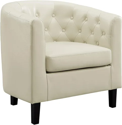 Vista 8 de Naomi Home Emma - Silla de piel sintética con diseño de barril, color crema