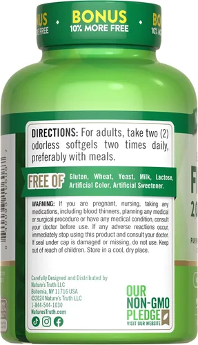 Vista 7 de Nature's Truth Aceite de pescado de 2000 mg 110 cápsulas blandas Omega-3 Sabor a limón Suplemento sin OMG y sin gluten