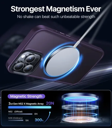 Vista 3 de Funda magnética fuerte diseñada para iPhone 13 Pro, compatible con Magsafe [protección contra caídas de grado militar] Funda protectora a prueba