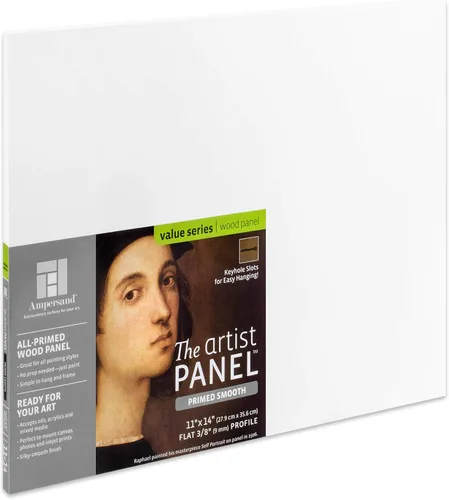 Vista 25 de Panel de pintura de artista de madera con gesso de Ampersand Art Supply: Liso con imprimación, 4" x 4", perfil acunado de 1-1/2