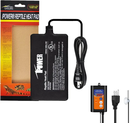 Vista 14 de iPower Alfombrilla térmica de reptiles de 4 x 7 pulgadas con perilla de control de temperatura ajustable, termómetro digital LCD para acuario